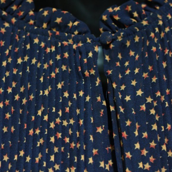 SEEN WORN KEPT ANTHROPOLOGIE Navy Gold Star Dress - Picture 3 of 5